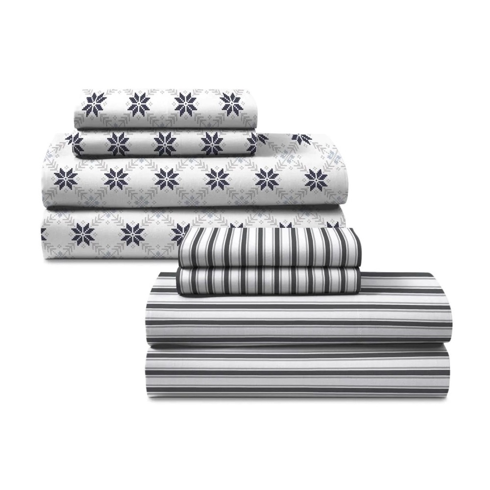2 SETS XMAS SHEETS Two-Pack NEW Easy Living Holiday Microfiber Sheet Set - Picture 9 of 17